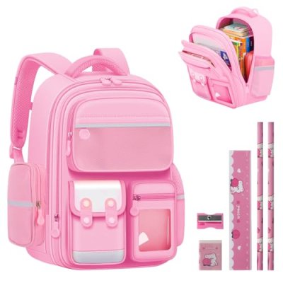 School Bags for Girls with Stationery Set, Large…