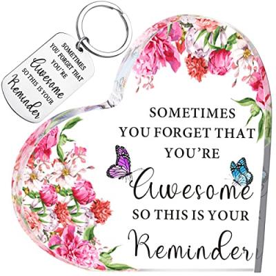 Acrylic Heart Thanks Keychain for Women