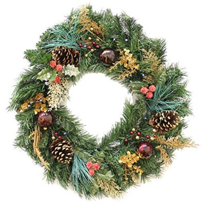 WeRChristmas Pre-Lit Wreath with 20 Warm White…
