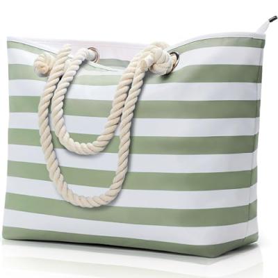 KALIDI Beach Bag with Zipper and Pockets