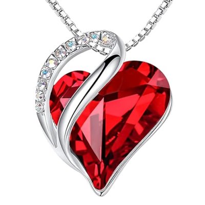 Leafael Garnet Heart Pendant Necklace