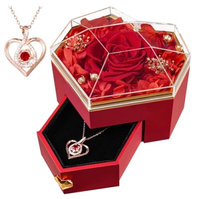 Real Rose & Necklace Gift