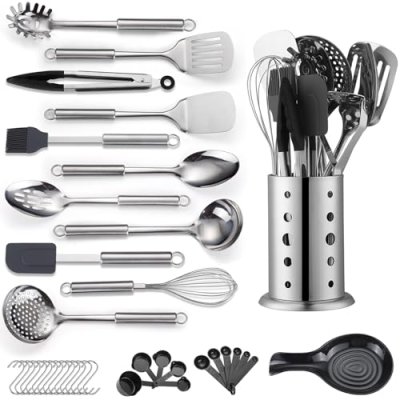Reanea Kitchen Utensils Set, 39 Pieces Stainless…