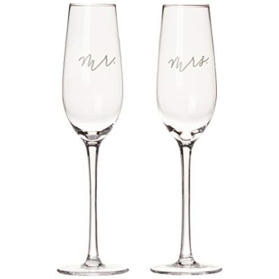 Pearhead Mr. & Mrs. Champagne Flute Set, Wedding…