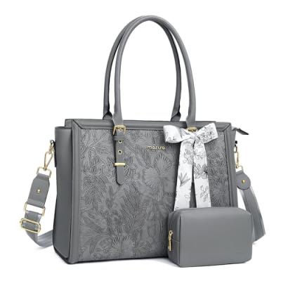 MOSISO PU Leather Laptop Tote Bag