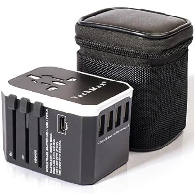 TechMax Travel Adapter Plug with USB and Type C Ports