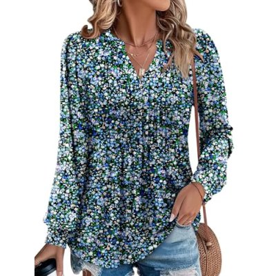 CHICZONE V Neck Long Sleeve Shirts for Women Fall…