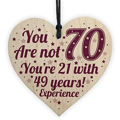 Red Ocean 70th Birthday Wooden Heart Gift