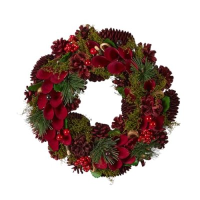 Red Pine Cone Christmas Wreath