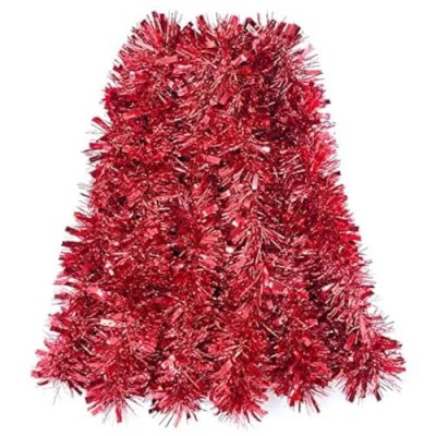 Red Tinsel Garland, 19.6 Ft