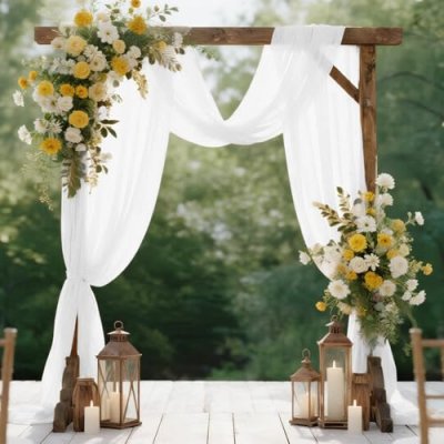 HOTUT Wedding Arch Draping Fabric,White Chiffon…