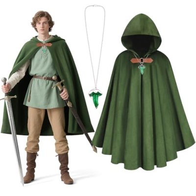 BSBUY Medieval Costume Cloak with Hood Men…