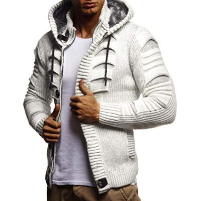 Leif Nelson Men Cardigan Jacket Hood LN-5605…