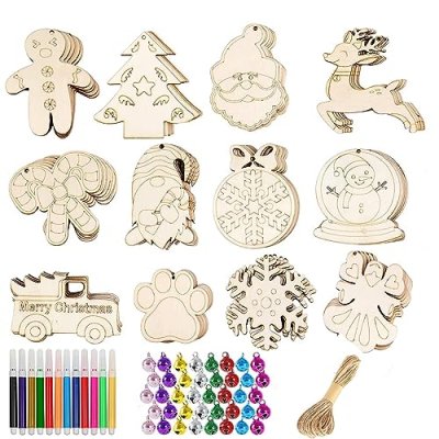 HBell 36pcs Christmas Wooden Ornaments Set With…
