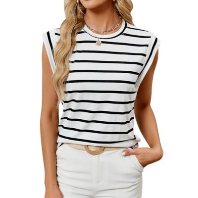 BellaDila Womens Summer Crewneck Tank Top…