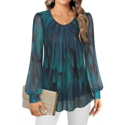 Gemulate Crew Neck Ladies Tops Double Layer…