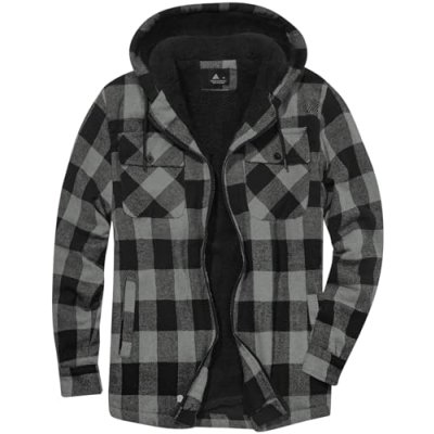 JACKETOWN Men's Fleece Jackets Checked Flannel…