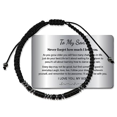 Men's Morse Code Bracelet with Wallet Card