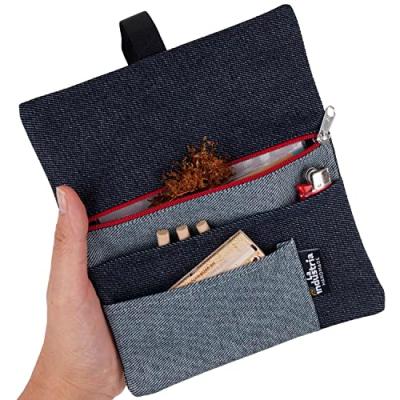 Denim Tobacco Pouch with Compartments