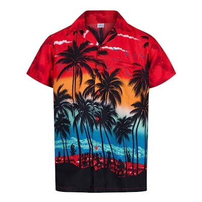 REDSTAR Mens Hawaiian Shirt Short Sleeve STAG…