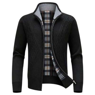 KUDORO Mens Knitted Cardigans Thick Sweater Full…