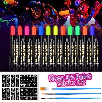 CHASPA Neon UV Face Paint Glow in The Dark 12…