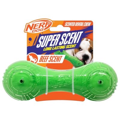Nerf Dog Super Scent Barbell with Beef Scent, 7…