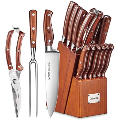 D.Perlla Knife Set, 16 Piece Knife Block Set with…