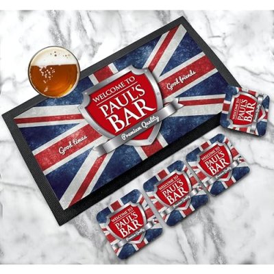 Personalised Bar Runner mat | Bar Coaster set-…