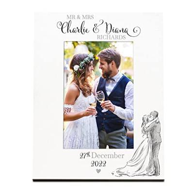 Personalised Photo Frame with Sketch Couple