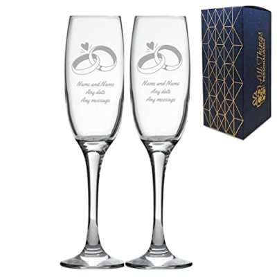 Personalised Engraved Wedding Champagne Glass Set…