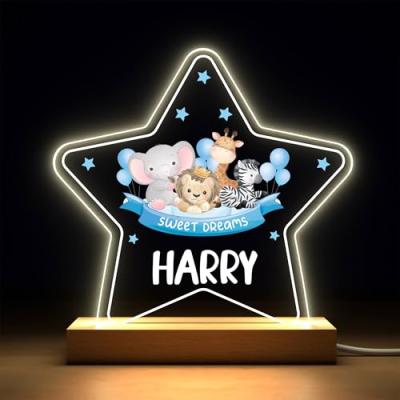 Personalised Animal LED Night Light for Baby Boy