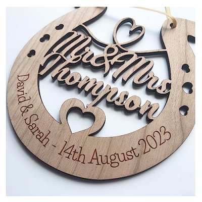 Personalised Wooden Wedding Lucky Horseshoe…