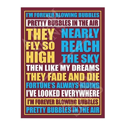 West Ham Song Lyrics Metal Sign