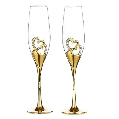LANLONG Set of 2 Wedding Champagne Flutes Glasses…