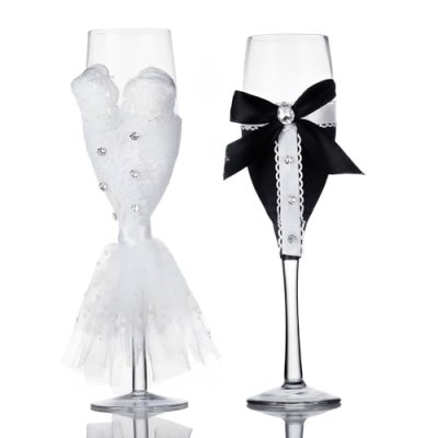YUEMING Set of 2 Champagne Flutes, Crystal…