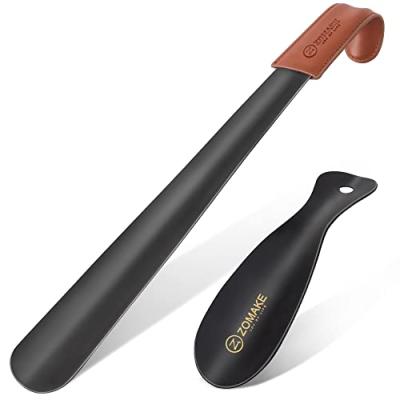 ZOMAKE Metal Shoe Horn with Leather Handle