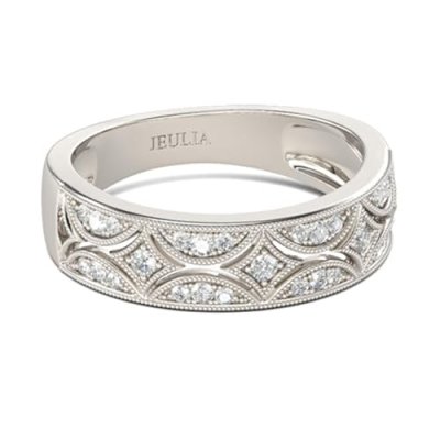 Jeulia 925 Sterling Silver Rings Milgrain Round…