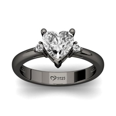 Jeulia Heart Black Engagement Ring: Women…