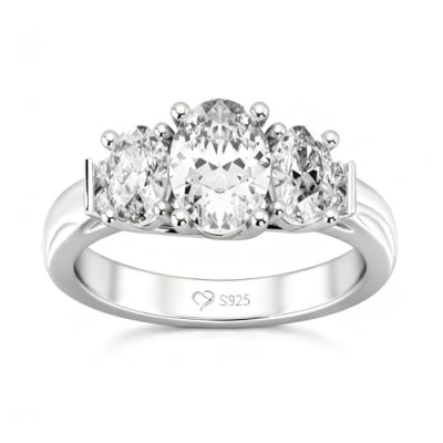 Jeulia Classic Moissanite Three Stone Ring - 925…