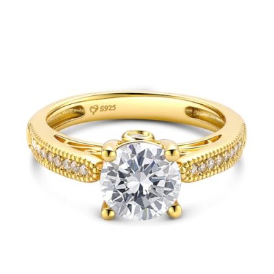 Jeulia Classic Moissanite Diamond Ring Sterling…