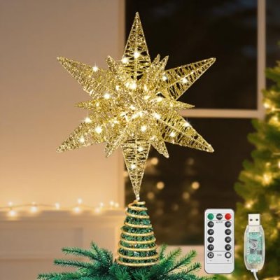 Lewondr Christmas Star Tree Topper