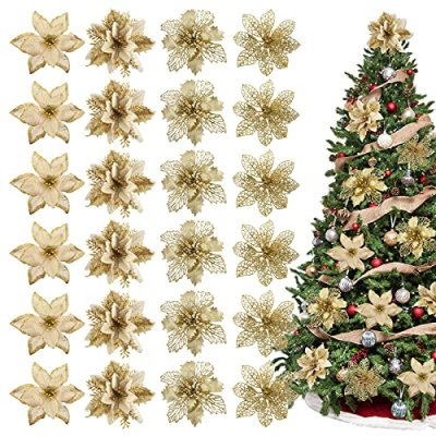 Whaline Artificial Poinsettia Set