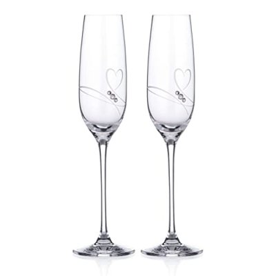 DIAMANTE Champagne Flutes Prosecco Glasses Pair…
