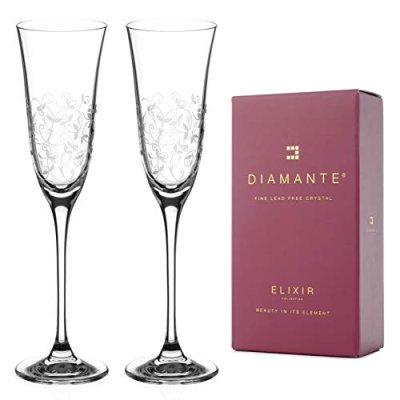 DIAMANTE Champagne Flutes Crystal Prosecco…