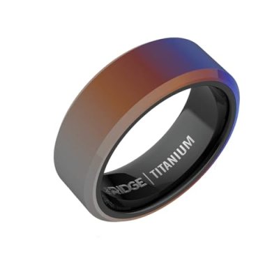 The Ridge Burnt Titanium Beveled Ring Comfort Fit…
