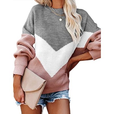 heekpek Jumpers for Women Casual Color Block Long…