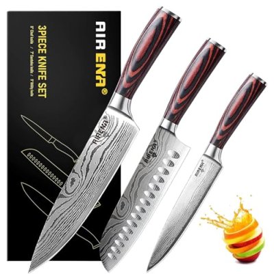AIRENA Chef Knives Set of 3 | 8" Chef Knife | 7"…