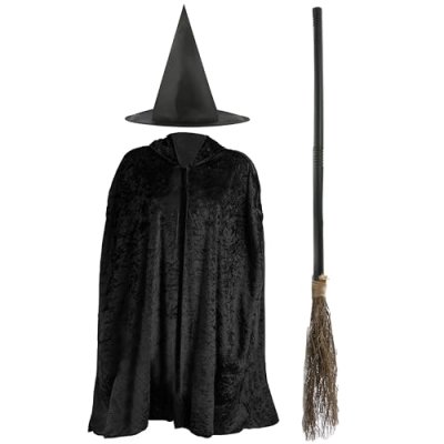 Childs Halloween Witch Costume - Black Velour…