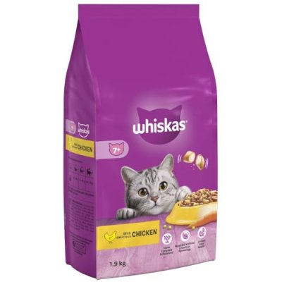 Whiskas Senior Dry Cat Food, Chicken Flavour